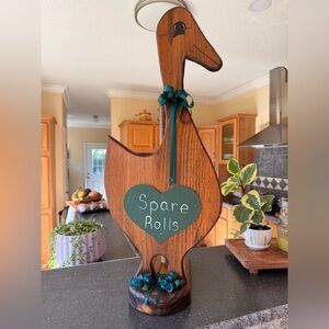 Vintage Wooden Goose Toilet Paper Roll Holder